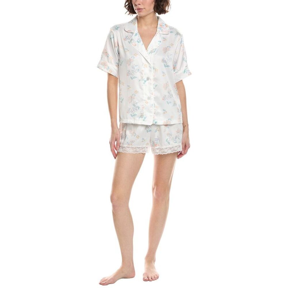 Flora Nikrooz Womens Flora By  2Pc Printed Matte Charmeuse Pajama Set